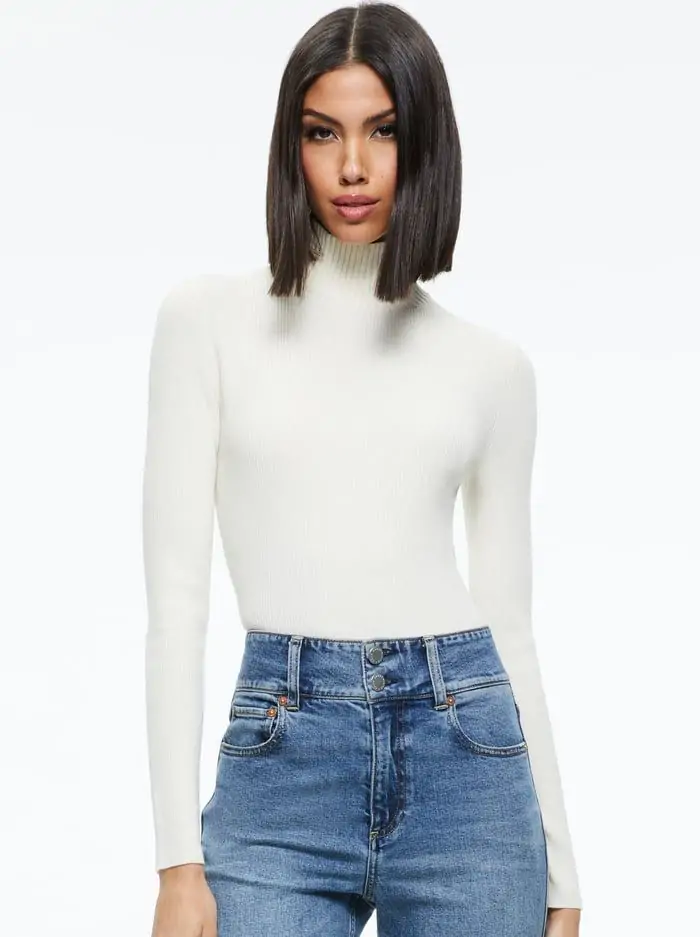 SENAIDA CROPPED MOCK NECK PULLOVER